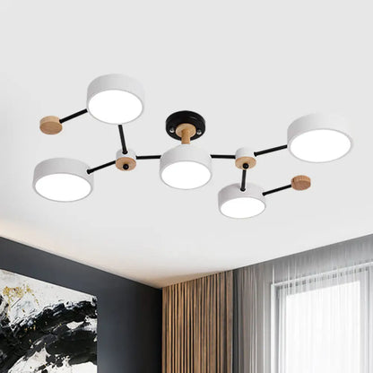 Lámpara de techo semiempotrada nórdica DecorBites™ de 5 bombillas con diseño de vid en blanco/gris