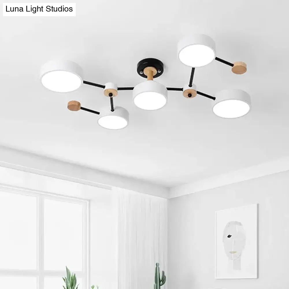 Lámpara de techo semiempotrada nórdica DecorBites™ de 5 bombillas con diseño de vid en blanco/gris