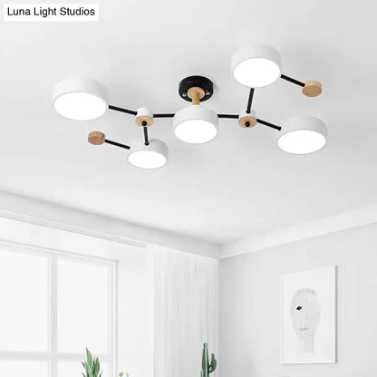 Lámpara de techo semiempotrada nórdica DecorBites™ de 5 bombillas con diseño de vid en blanco/gris