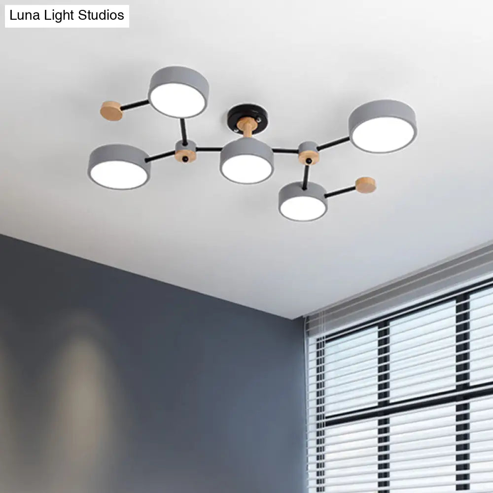 Lámpara de techo semiempotrada nórdica DecorBites™ de 5 bombillas con diseño de vid en blanco/gris