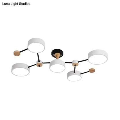 Lámpara de techo semiempotrada nórdica DecorBites™ de 5 bombillas con diseño de vid en blanco/gris