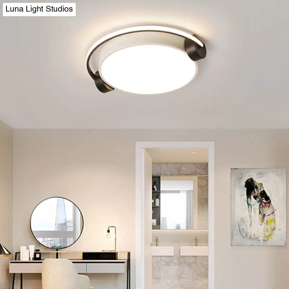 Lámpara de techo DecorBites™ Nordic Acrylic Black-White para dormitorio - Diseño con figura de persona con auriculares