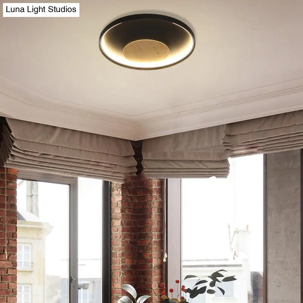 DecorBites™ DecorBites™ Nordic Acrylic LED Ceiling Flush Light in Black/White Wood - 12/16/19.5 Inch Wide