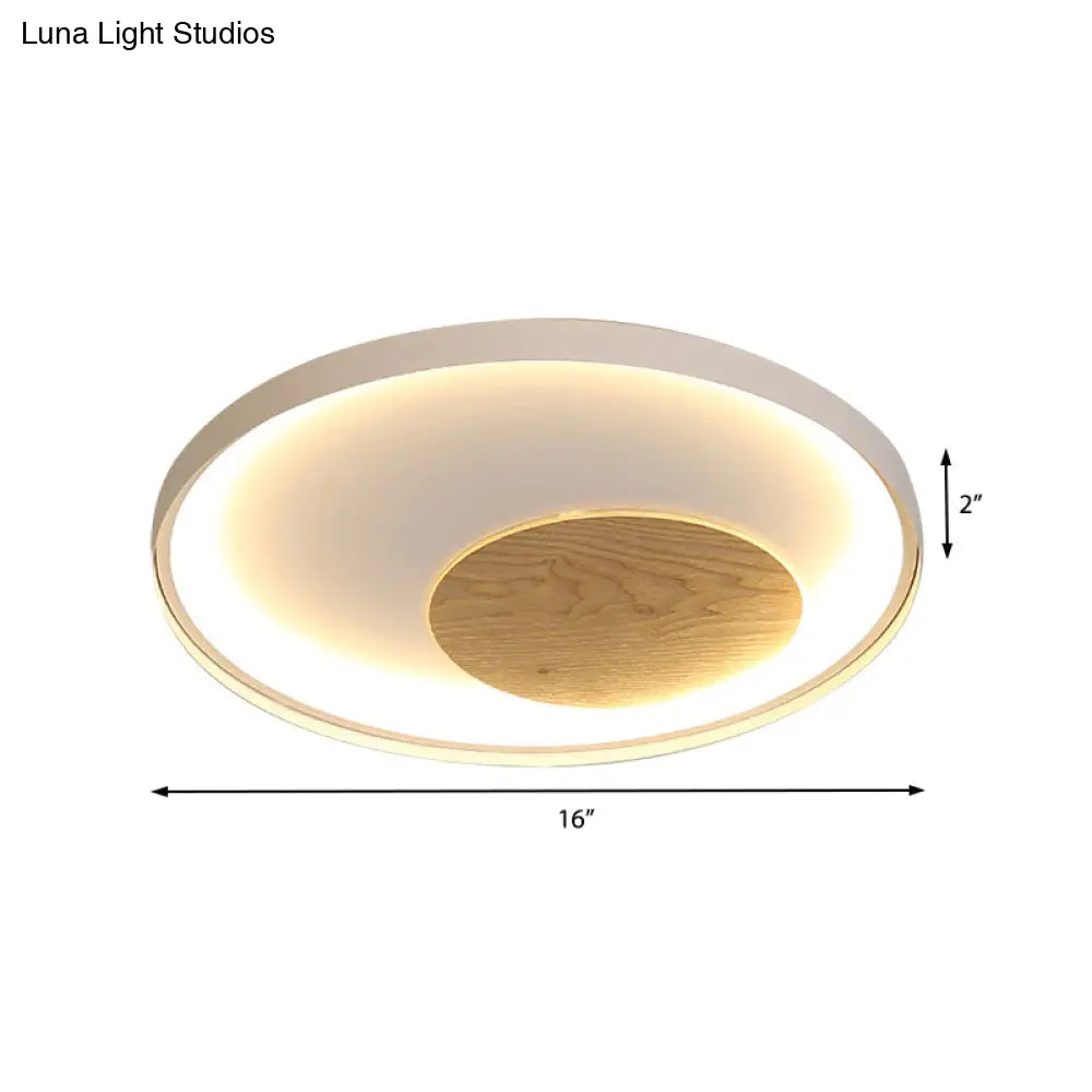 DecorBites™ DecorBites™ Nordic Acrylic LED Ceiling Flush Light in Black/White Wood - 12/16/19.5 Inch Wide