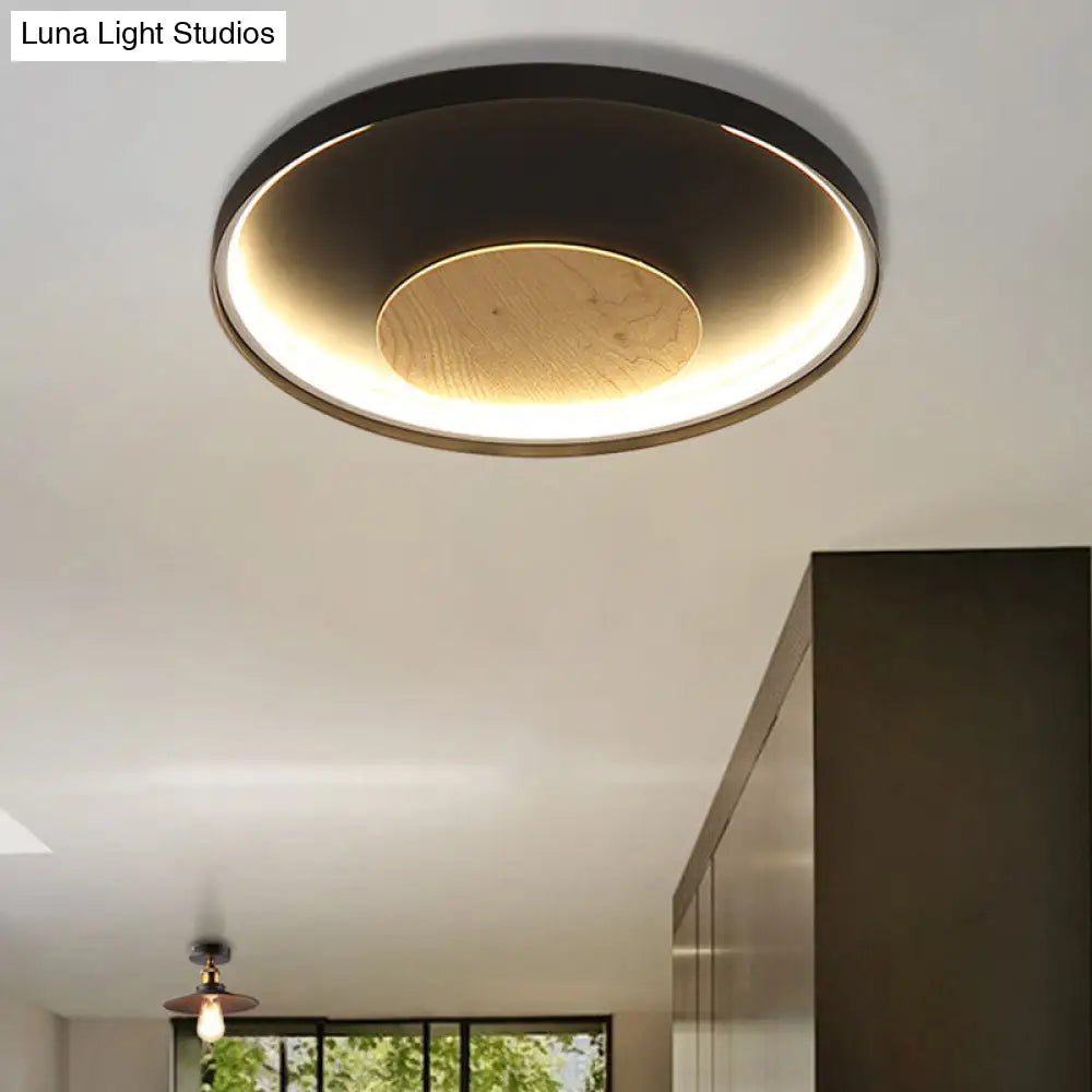 DecorBites™ DecorBites™ Nordic Acrylic LED Ceiling Flush Light in Black/White Wood - 12/16/19.5 Inch Wide