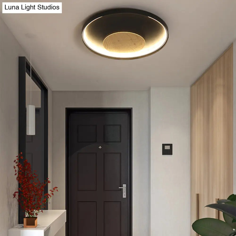 DecorBites™ DecorBites™ Nordic Acrylic LED Ceiling Flush Light in Black/White Wood - 12/16/19.5 Inch Wide