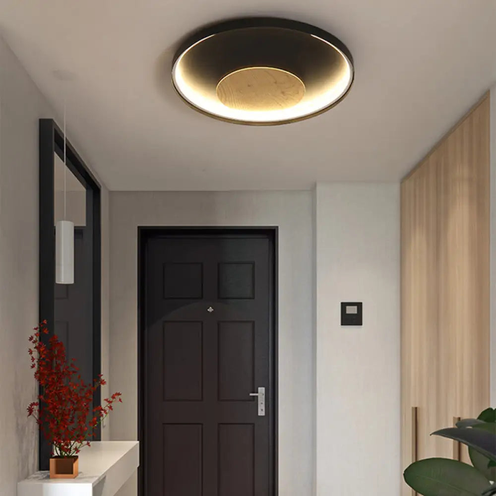 DecorBites™ DecorBites™ Nordic Acrylic LED Ceiling Flush Light in Black/White Wood - 12/16/19.5 Inch Wide