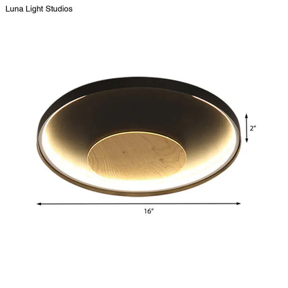 DecorBites™ DecorBites™ Nordic Acrylic LED Ceiling Flush Light in Black/White Wood - 12/16/19.5 Inch Wide