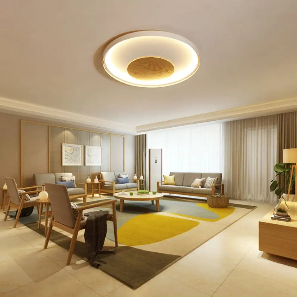 DecorBites™ DecorBites™ Nordic Acrylic LED Ceiling Flush Light in Black/White Wood - 12/16/19.5 Inch Wide