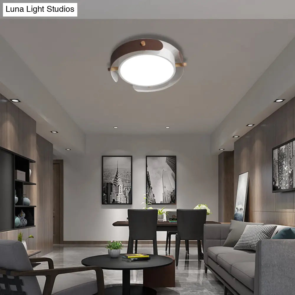 DecorBites™ DecorBites™ Nordic Acrylic LED Flush Mount Ceiling Light Fixture in White/Distressed White - 16"/19.5" Dia