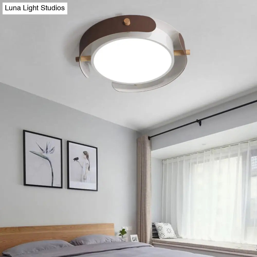 DecorBites™ DecorBites™ Nordic Acrylic LED Flush Mount Ceiling Light Fixture in White/Distressed White - 16"/19.5" Dia