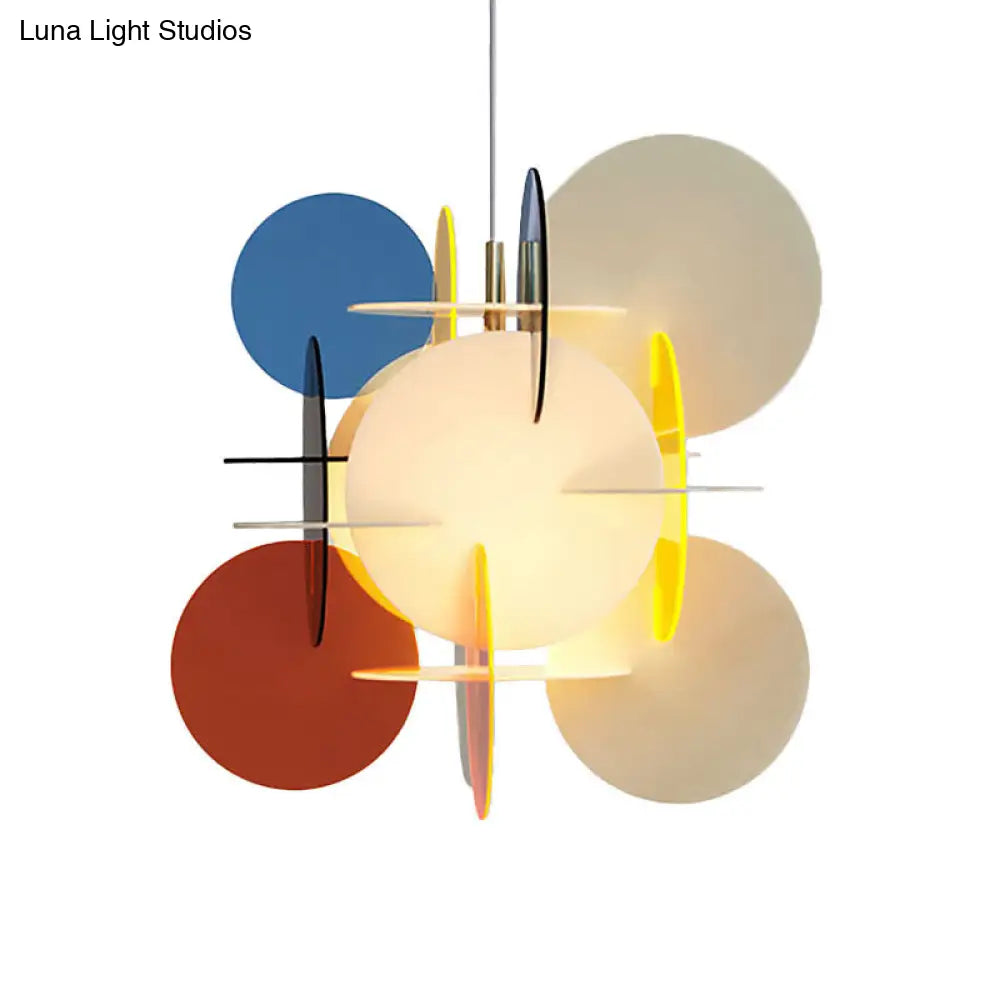 Nordic Acrylic Pendant Light with Colorful Disc Ceiling Fixture