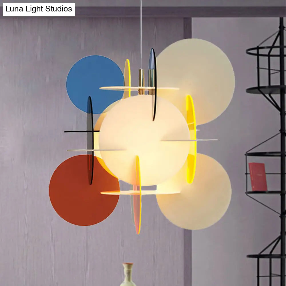 Nordic Acrylic Pendant Light with Colorful Disc Ceiling Fixture