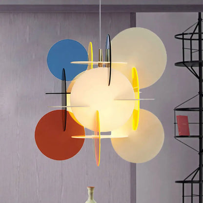 Nordic Acrylic Pendant Light with Colorful Disc Ceiling Fixture