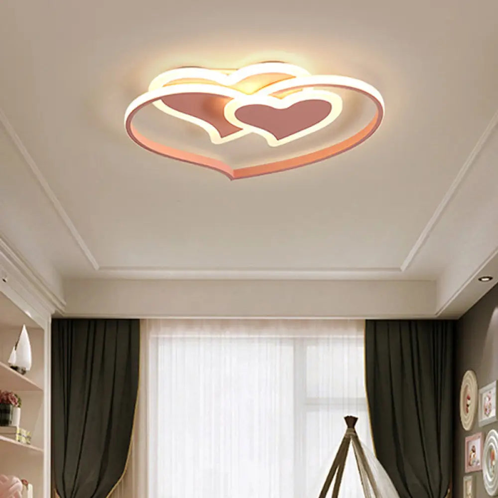 DecorBites™ DecorBites™ Nordic Aluminum Heart Shaped Flush Mount Ceiling Light, Pink - Ideal for Girls' Room