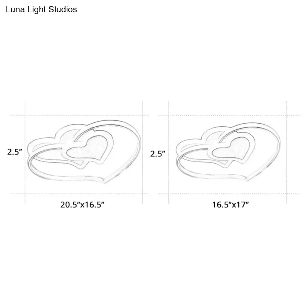 DecorBites™ DecorBites™ Nordic Aluminum Heart Shaped Flush Mount Ceiling Light, Pink - Ideal for Girls' Room