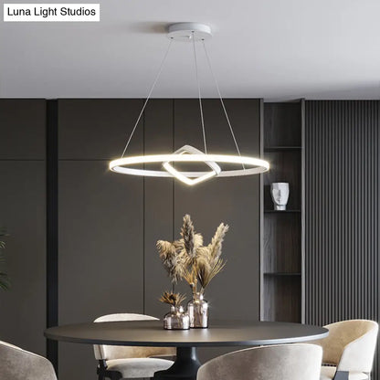 Nordic Aluminum LED Chandelier Pendant Light for Dining Room - Round & Square Design