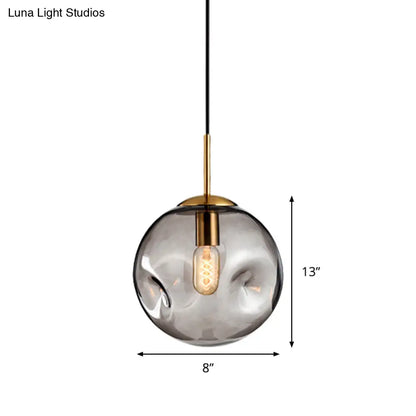 Nordic Amber/Smoke Gray Globe Pendant Light - Elegant Dining Room Ceiling Fixture