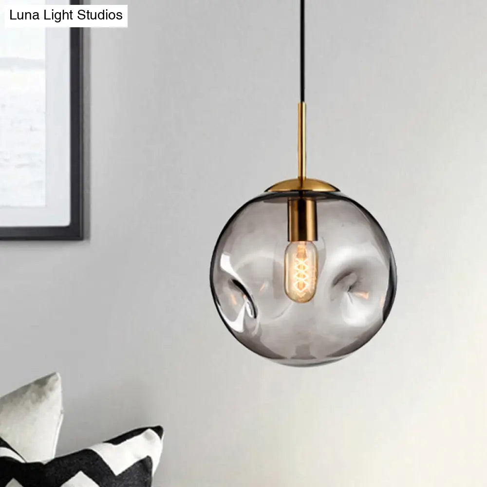 Nordic Amber/Smoke Gray Globe Pendant Light - Elegant Dining Room Ceiling Fixture