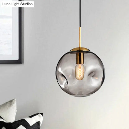 Nordic Amber/Smoke Gray Globe Pendant Light - Elegant Dining Room Ceiling Fixture