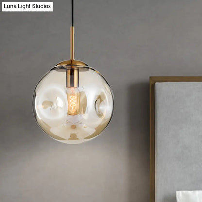 Nordic Amber/Smoke Gray Globe Pendant Light - Elegant Dining Room Ceiling Fixture