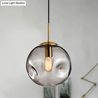 Nordic Amber/Smoke Gray Globe Pendant Light - Elegant Dining Room Ceiling Fixture