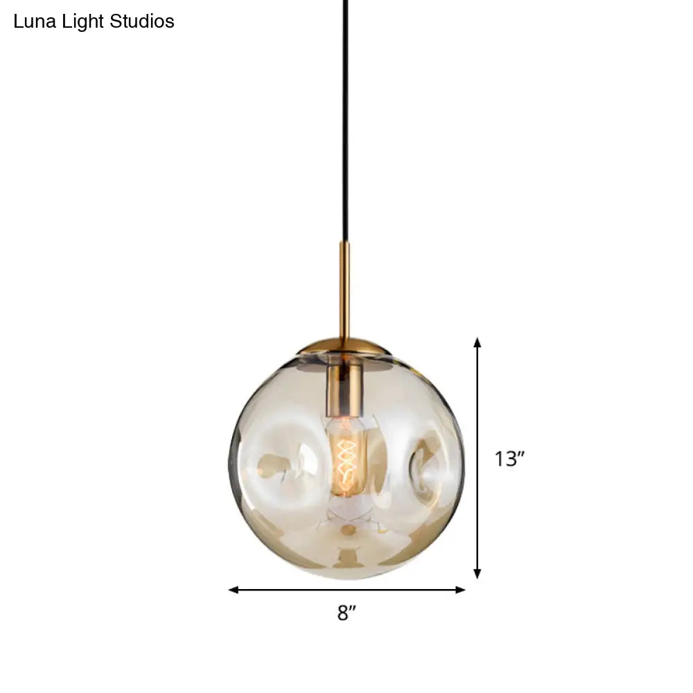 Nordic Amber/Smoke Gray Globe Pendant Light - Elegant Dining Room Ceiling Fixture