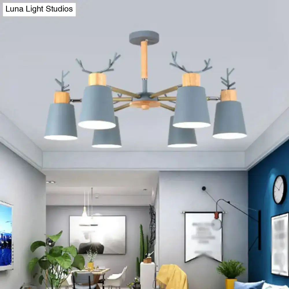 DecorBites™ DecorBites™ Nordic Antler Semi Flush Mount Ceiling Light with Metal Shade - 6 Bulbs