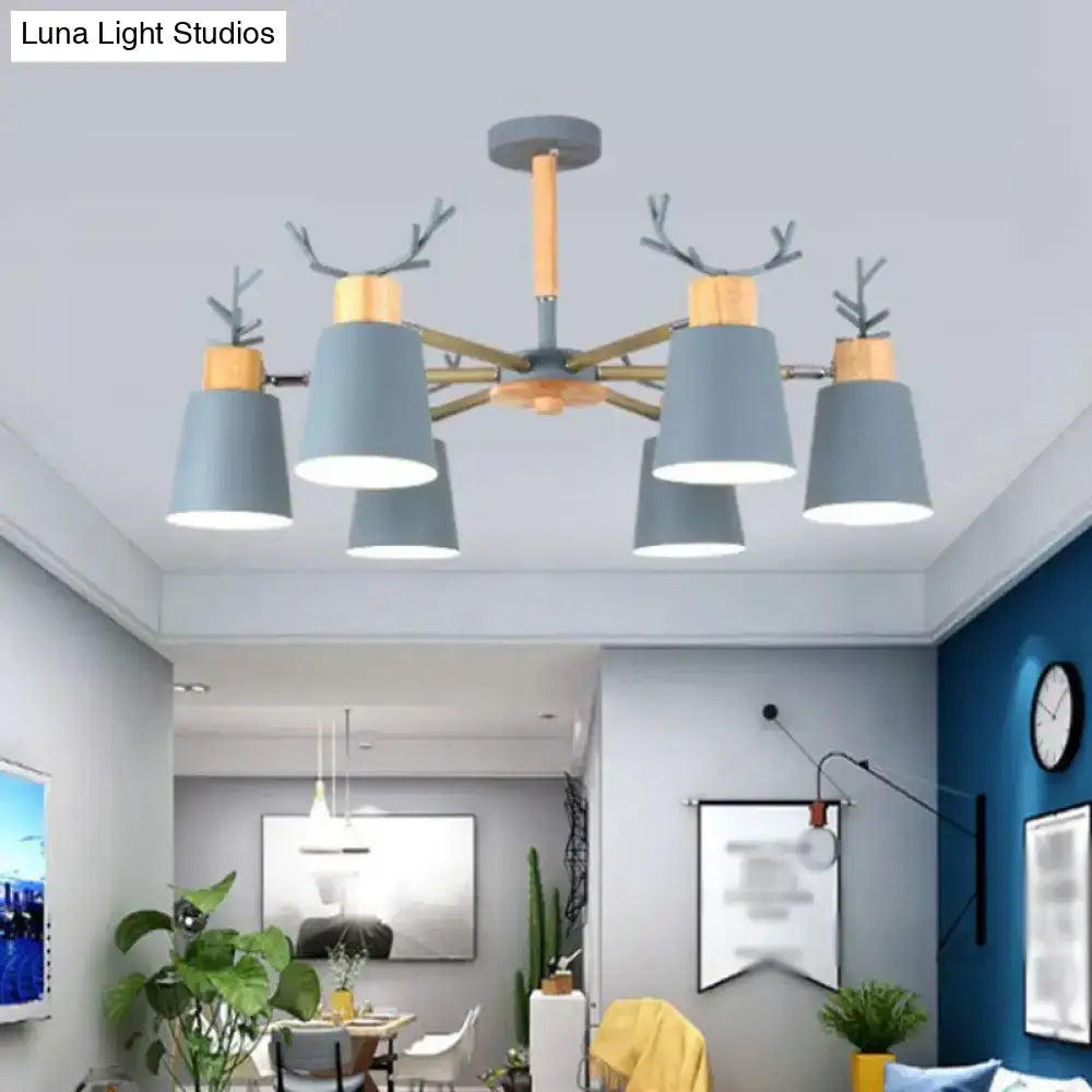 DecorBites™ DecorBites™ Nordic Antler Semi Flush Mount Ceiling Light with Metal Shade - 6 Bulbs