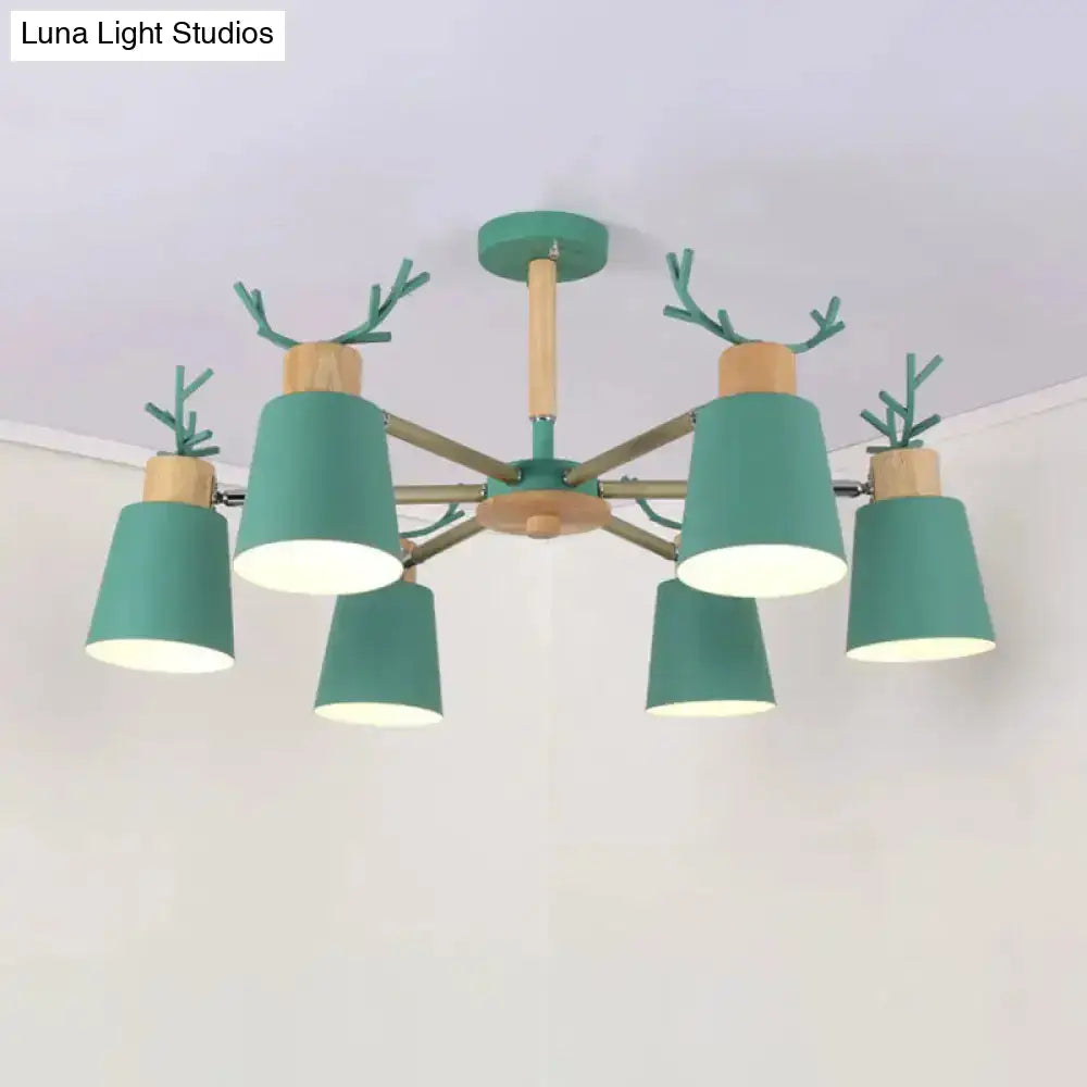 DecorBites™ DecorBites™ Nordic Antler Semi Flush Mount Ceiling Light with Metal Shade - 6 Bulbs