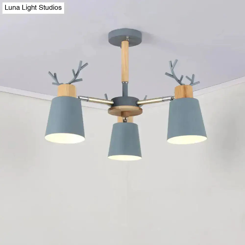 DecorBites™ DecorBites™ Nordic Antler Semi Flush Mount Ceiling Light with Metal Shade - 6 Bulbs