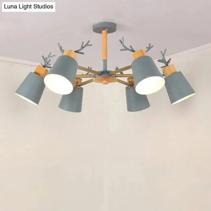 DecorBites™ DecorBites™ Nordic Antler Semi Flush Mount Ceiling Light with Metal Shade - 6 Bulbs