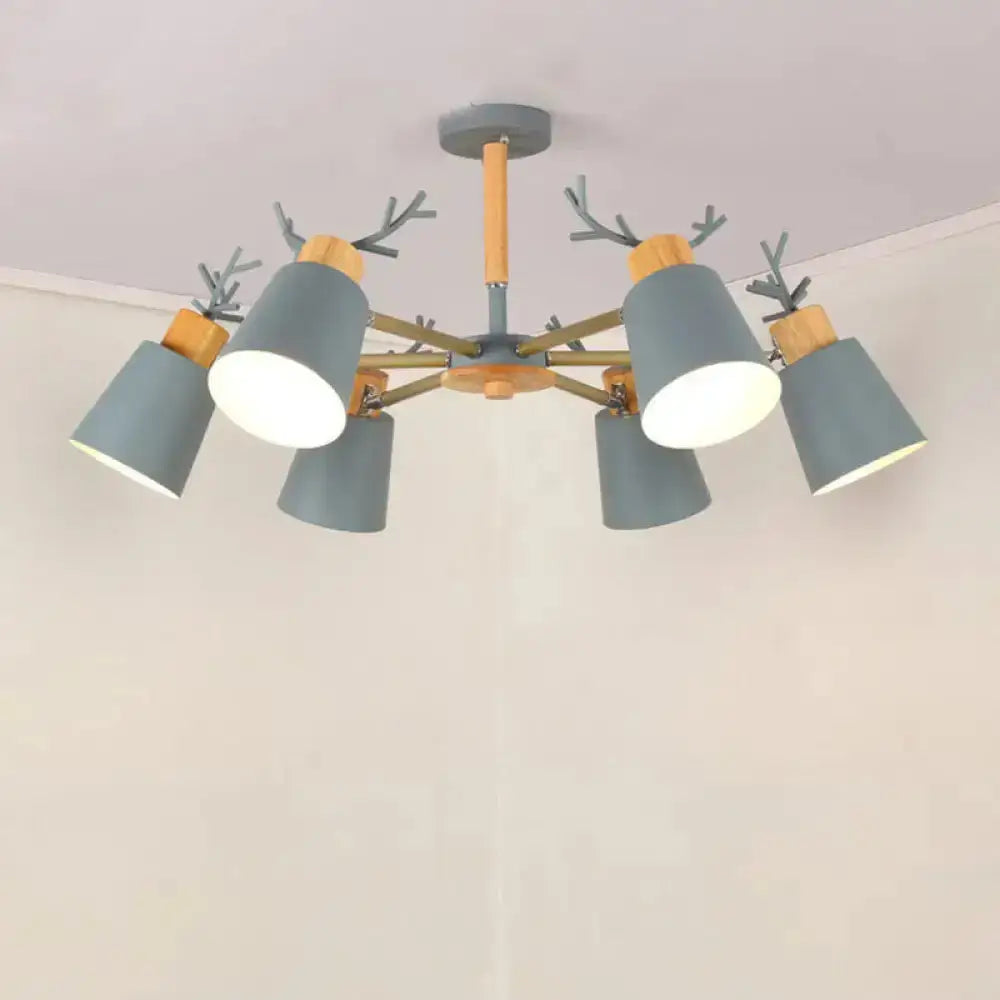 DecorBites™ DecorBites™ Nordic Antler Semi Flush Mount Ceiling Light with Metal Shade - 6 Bulbs