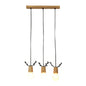 Nordic Antler Wooden 3-Light Hanging Pendant with Open Bulb Design for Restaurants