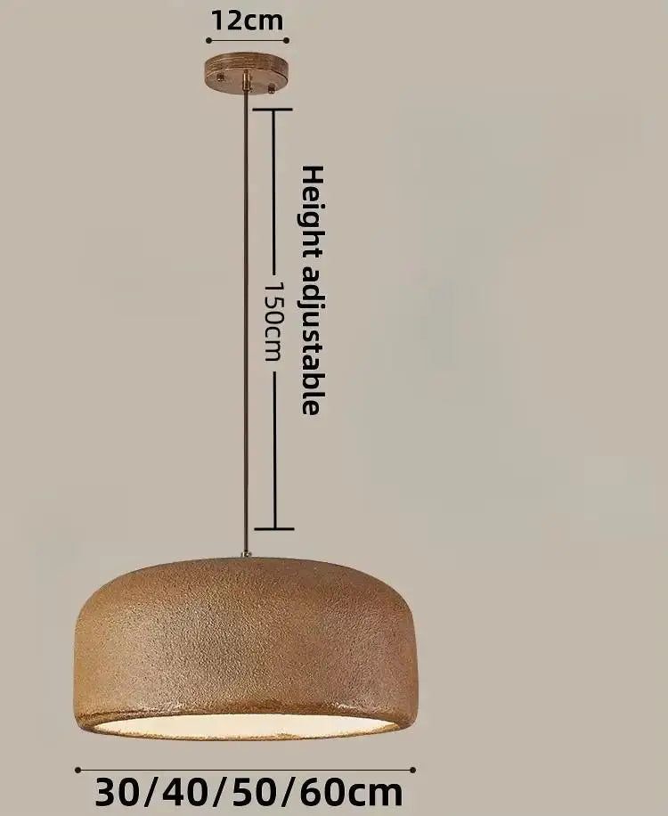 Rustic bronze-colored ceramic led pendant lamp with rounded dome shape and adjustable height for bar or restaurant lighting