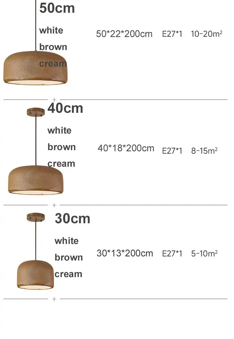 Brown textured nordic bar wabi sabi led pendant lamp with white and cream accents for loft minimalism lighting