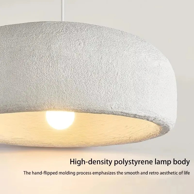 Textured off-white nordic bar wabi sabi led pendant lamp with smooth dome shape made of high-density polystyrene