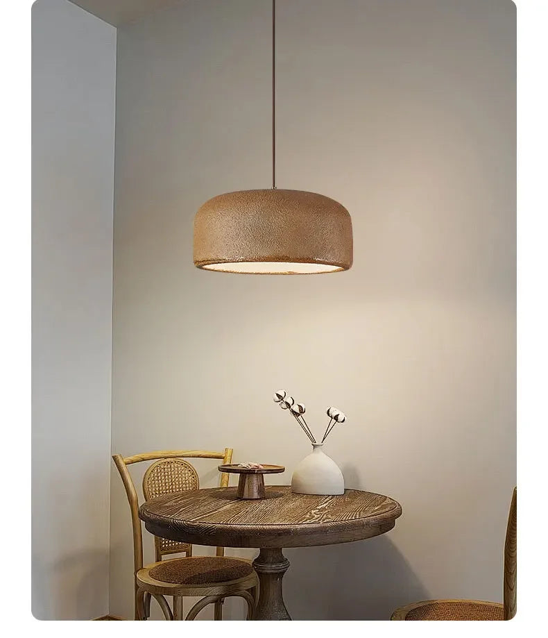 Textured beige nordic led pendant lamp with warm diffused glow for bar restaurant minimalism lighting