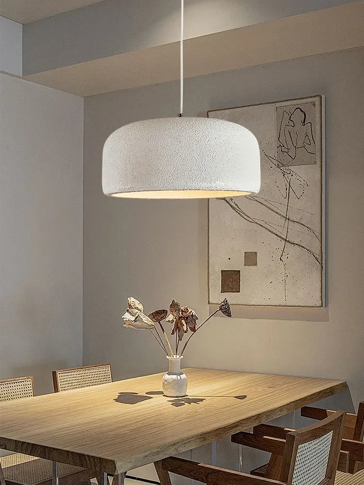 Textured white Nordic bar Wabi Sabi E27 led pendant lamp with soft diffused glow for loft and restaurant lighting