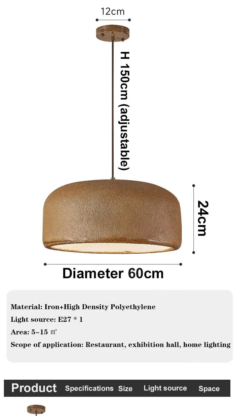 Brown textured iron and high density polyethylene led pendant lamp with adjustable height for bar and restaurant lighting