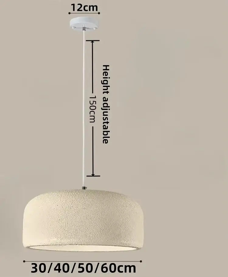 Cream-colored textured ceramic nordic bar wabi sabi led pendant lamp with adjustable height and diameter options