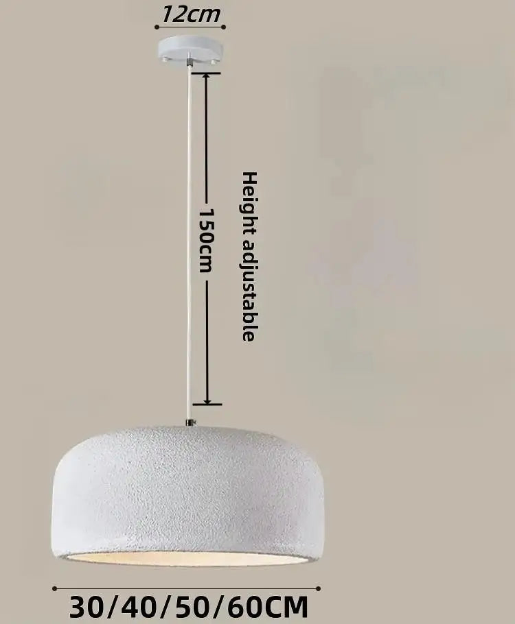 White textured ceramic nordic led pendant lamp with adjustable height and diameter for bar and restaurant lighting