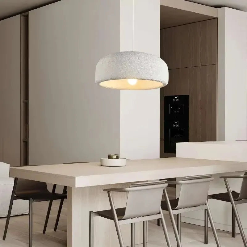 Textured white Nordic bar wabi sabi led pendant lamp with warm diffused glow for restaurant and loft lighting