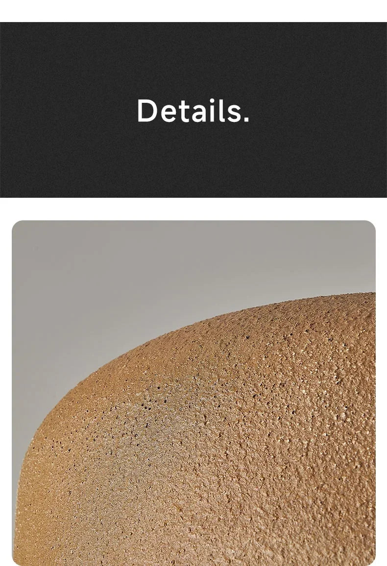 Tan textured ceramic led pendant lamp with rough porous surface nordic bar wabi sabi design for loft minimalism