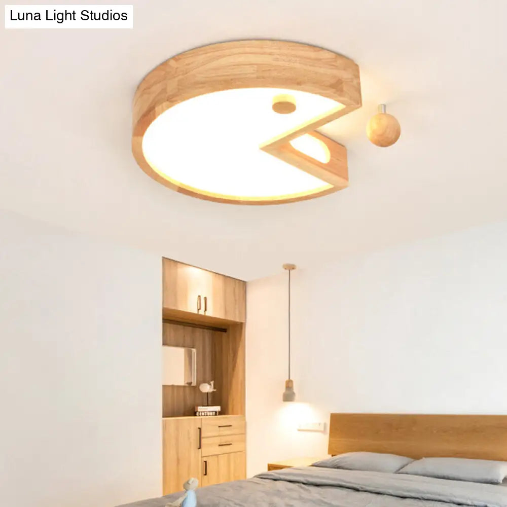 DecorBites™ DecorBites™ Nordic Beige Flush Ceiling Light for Kids Bedroom - Wood & Acrylic Lamp