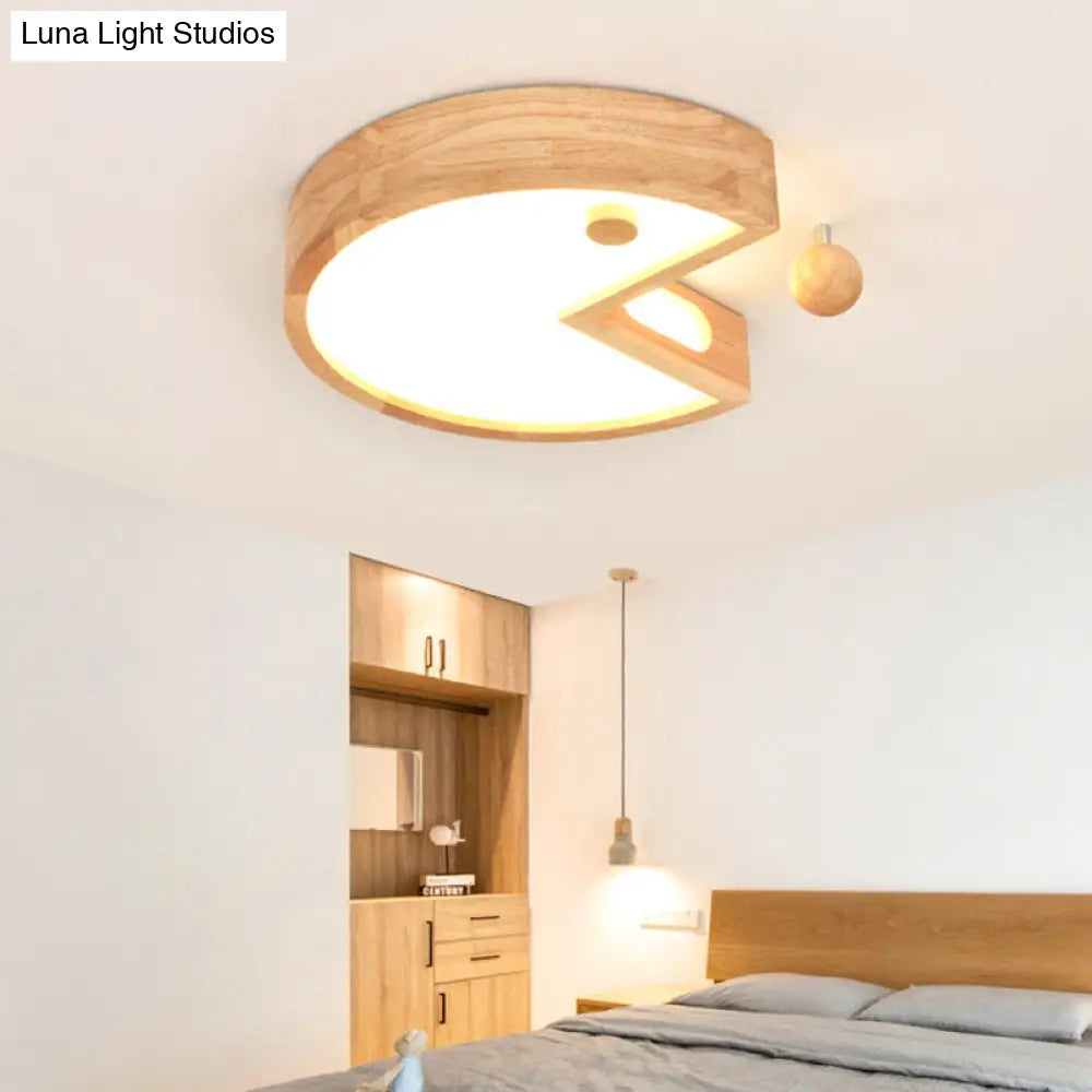 DecorBites™ DecorBites™ Nordic Beige Flush Ceiling Light for Kids Bedroom - Wood & Acrylic Lamp