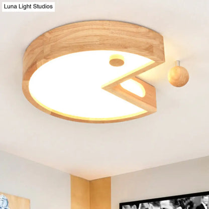 DecorBites™ DecorBites™ Nordic Beige Flush Ceiling Light for Kids Bedroom - Wood & Acrylic Lamp