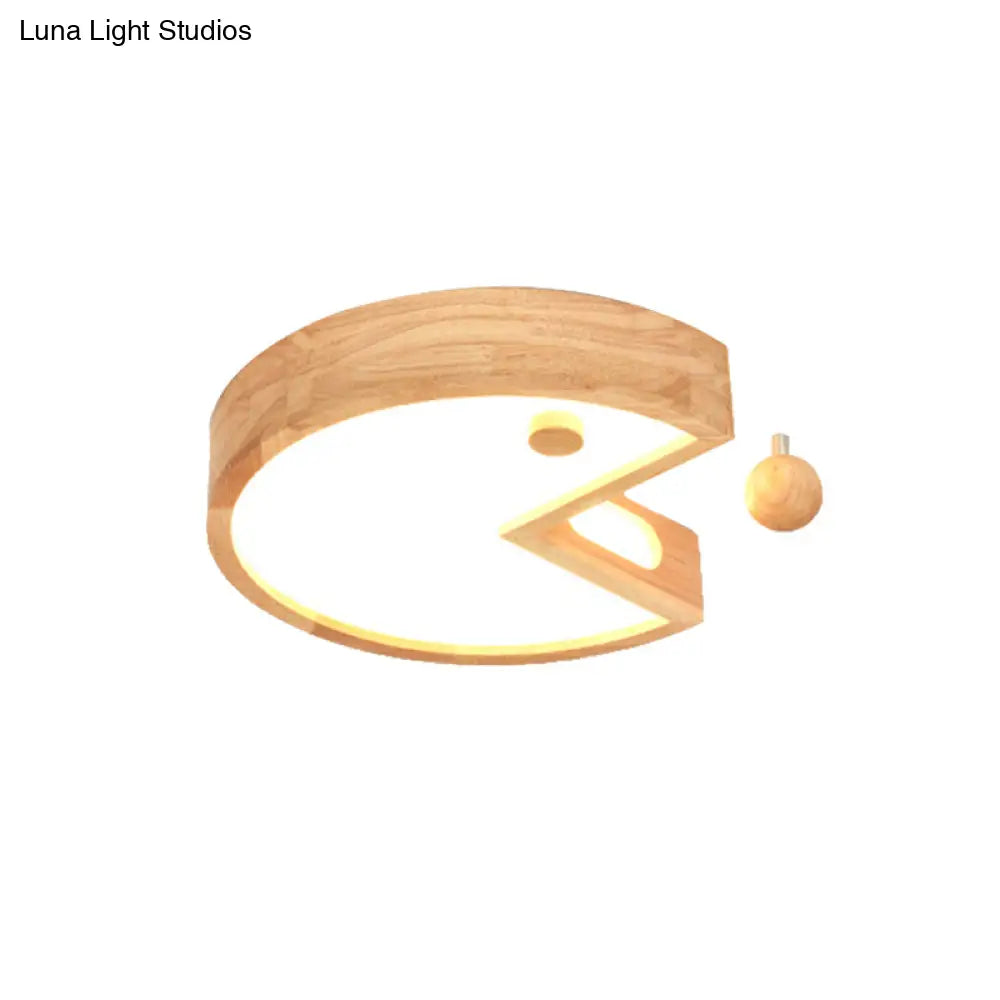 DecorBites™ DecorBites™ Nordic Beige Flush Ceiling Light for Kids Bedroom - Wood & Acrylic Lamp