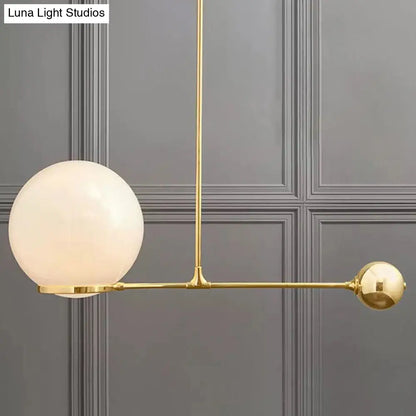 Nordic Beige Glass Globe Pendant Light: Elegant 1-Head Gold Hanging Fixture for Bedroom