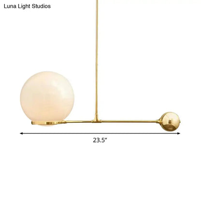 Nordic Beige Glass Globe Pendant Light: Elegant 1-Head Gold Hanging Fixture for Bedroom